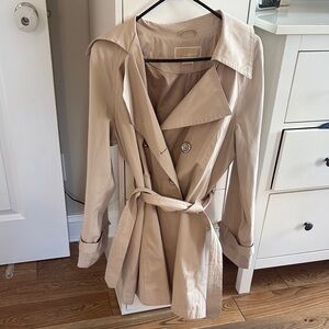 Michael Kors Tan Trench Coat Double-Breasted Belted